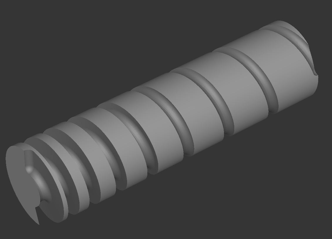 Ranura con forma de espiral en una superficie lateral del cilindro